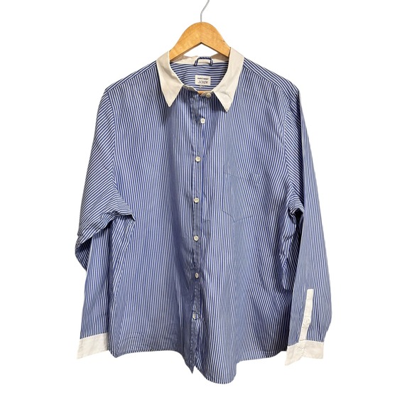 J.Crew Tops - Marie‎ Marot X J.Crew Thomas Mason cotton poplin Blue White Stripe Shirt size 20
